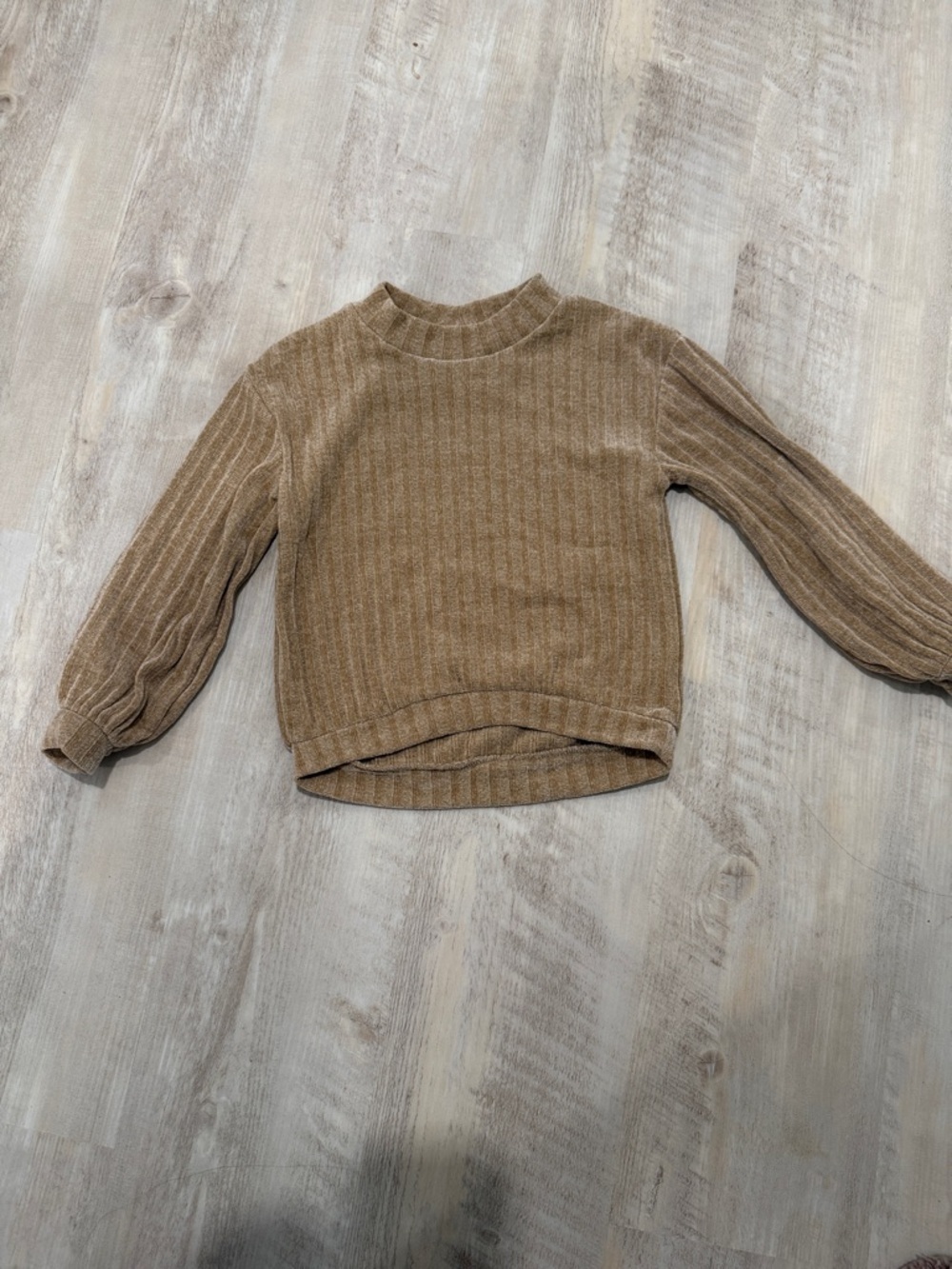 Girls Crewneck Ribbed Sweater - Brown